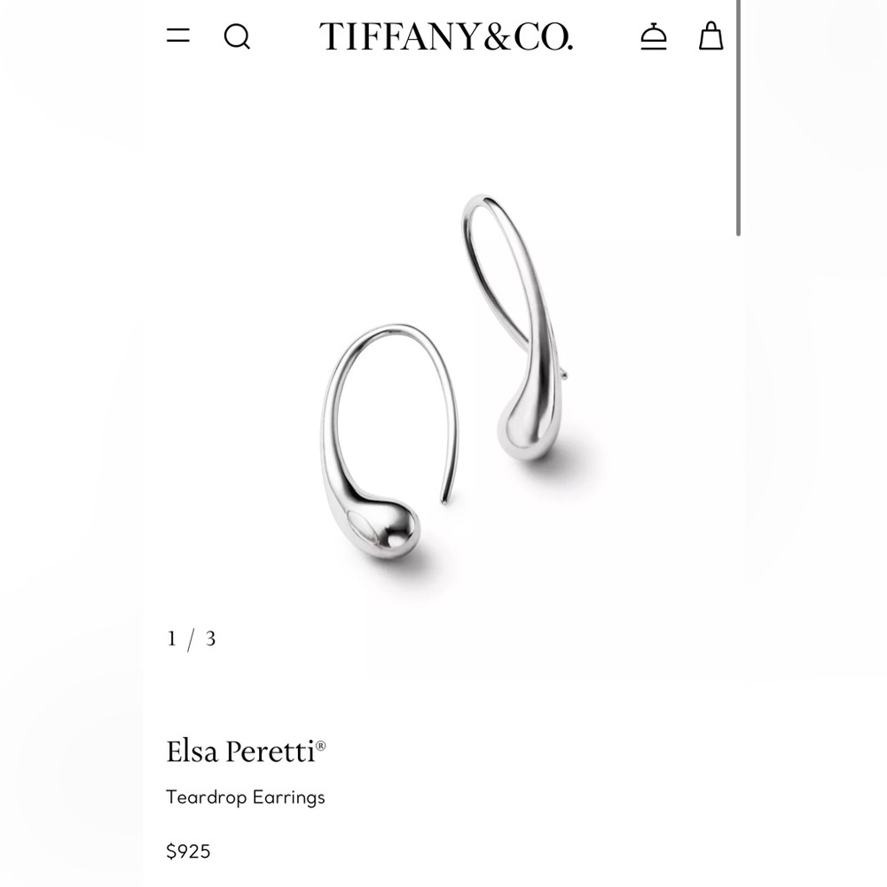 Tiffany & Co. Elsa Peretti Teardrop Earrings in Silver NWT in box